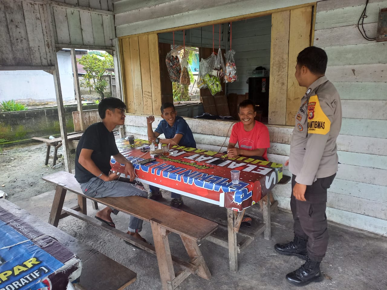 Kapolsek Bangkinang Barat Sampaikan Himbauan Pemilu Tertib, Aman Dan Damai